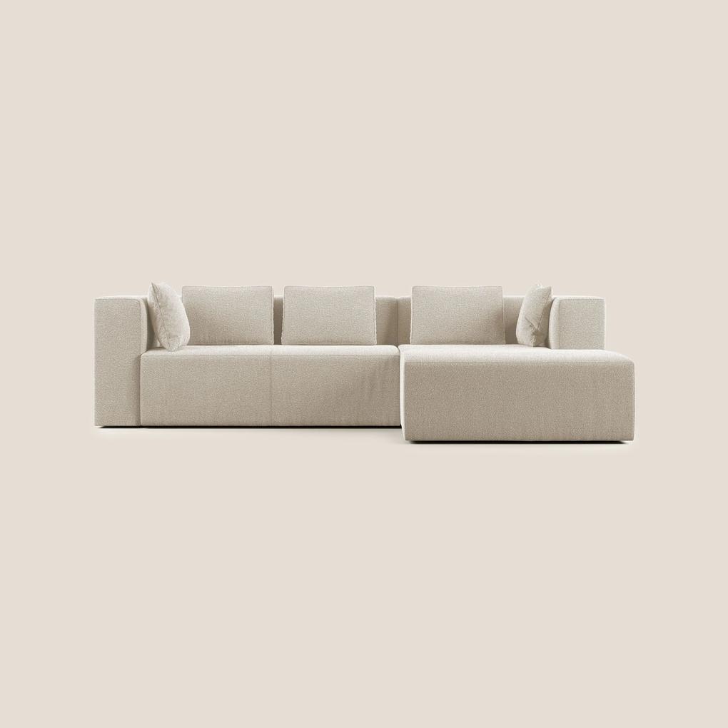 Nettuno divano angolare componibile in morbido tessuto bouclè T07 bianco destro