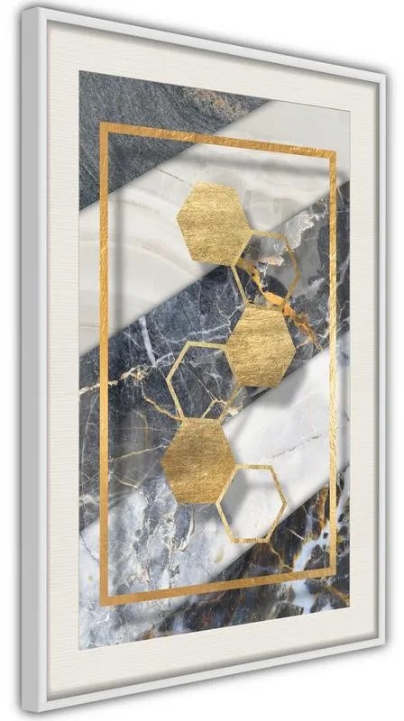 Poster  Marble Composition III  Cornice Quadri Cornice d'oro con passe-partout, Larghezza x Altezza Home decor 40x60