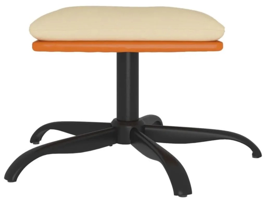 Poggiapiedi crema 60x60x36 cm in tessuto e similpelle