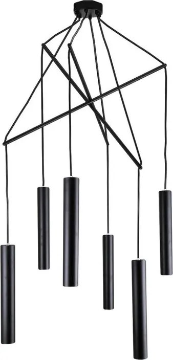 Lampadario Design Tubix nero paralume nero 6x GU10 NOVECENTO