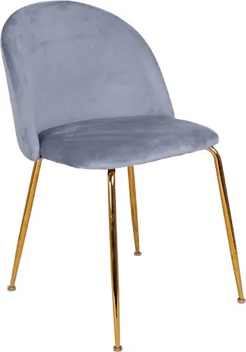 Sedia da pranzo in velluto Grigio Balena con gambe in metallo Oro - PARIS 2 sedie