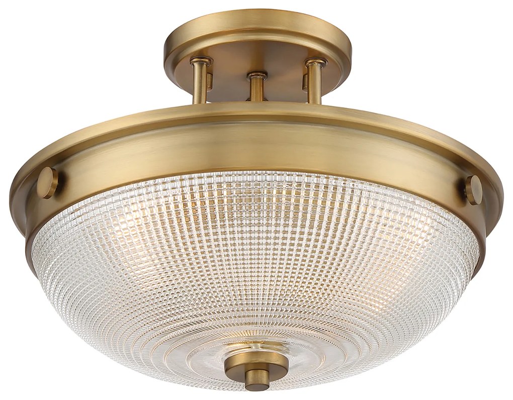 Lampadario Contemporaneo Mantle Vetro Ottone Anticato 2 Luci E27