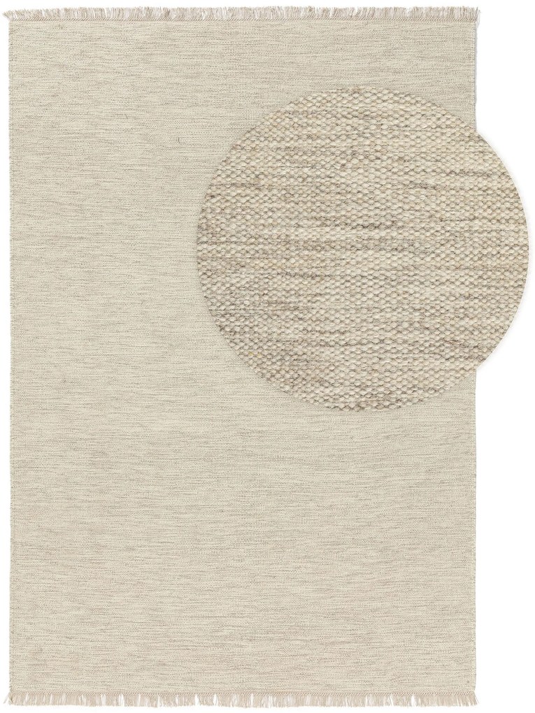 benuta Pure Tappeto di lana Silas Crema 170x240 cm - Tappeto fibra naturale