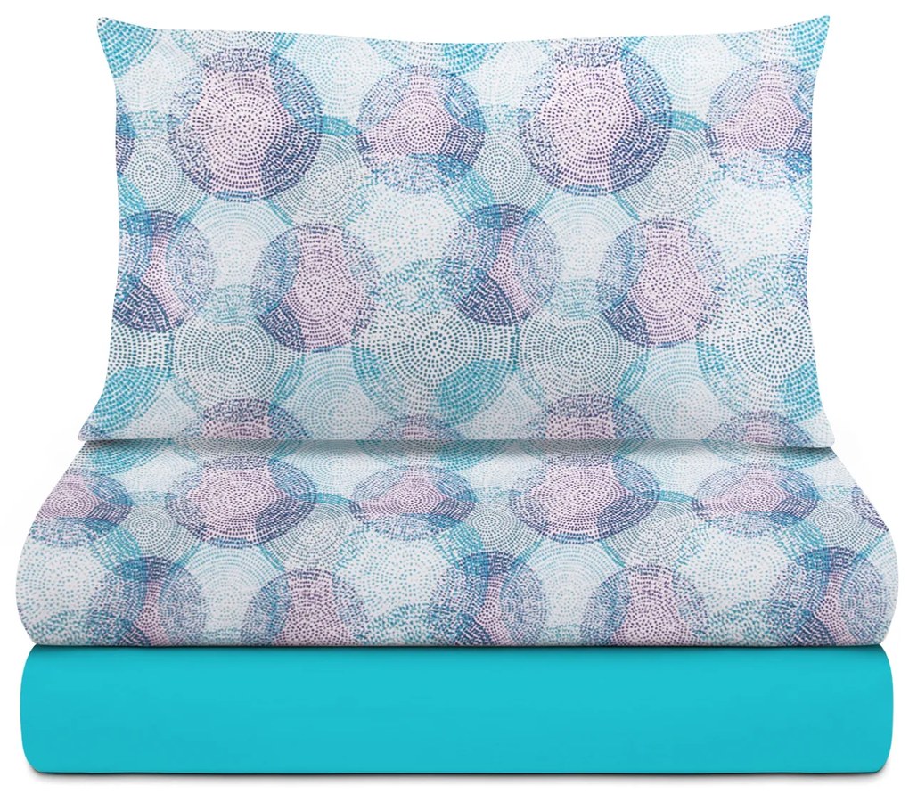 Completo letto singolo cotone cerchi blu