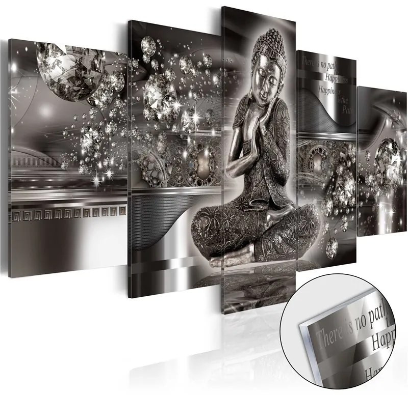 Quadri su vetro acrilico  Silver Serenity [Glass]  Colore Grigio, Dimensioni e Misure 100x50