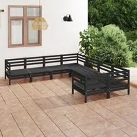 Set Divani da Giardino 8 pz Nero in Legno Massello di Pino cod mxl 36743