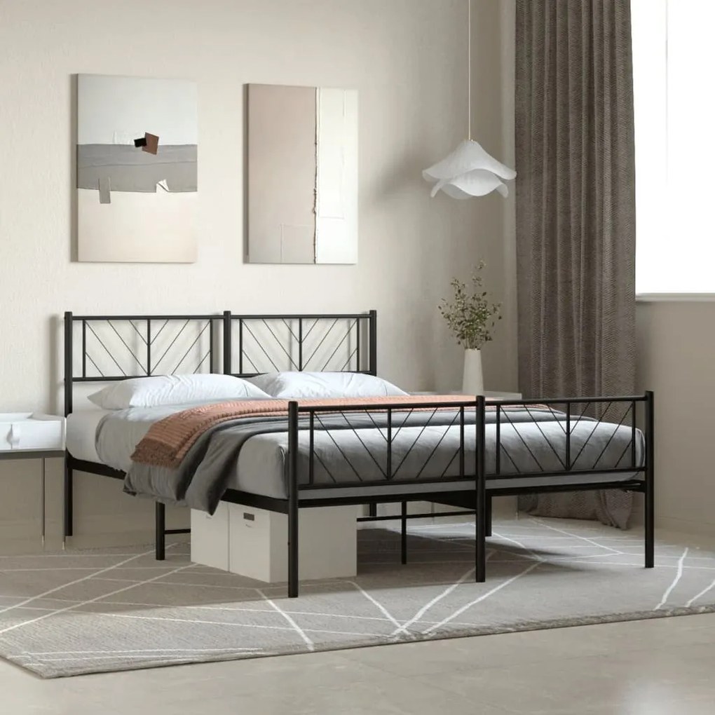 Giroletto Senza Materaso Con Pediera İn Metallo Nero 160x200 Cm /