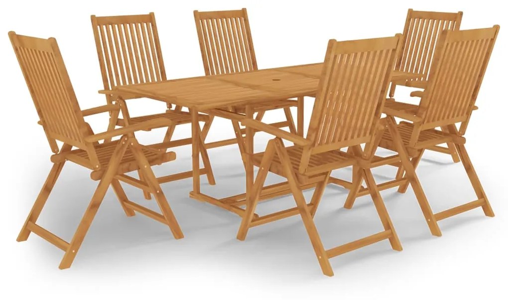 Set Da Pranzo Da Giardino 7 Pz İn Legno Massello Di Teak /