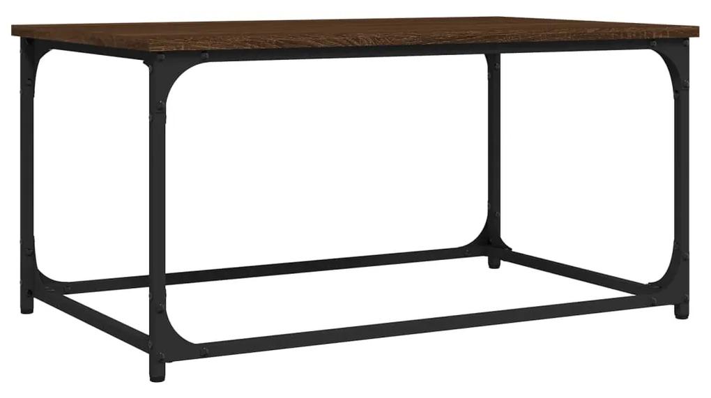 Tavolino rovere marrone 80x50x40cm in legno multistrato e ferro