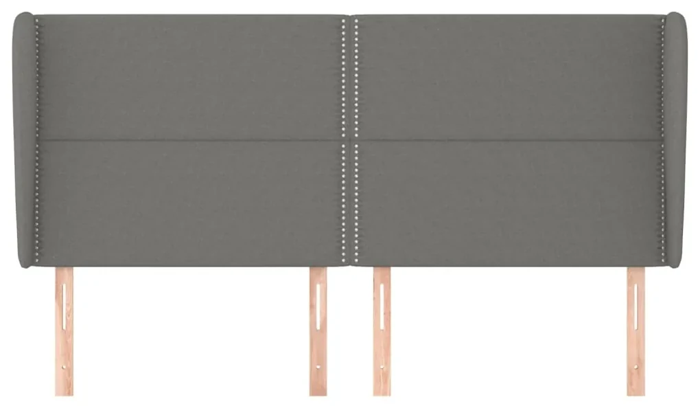 Testiera ad orecchio grigioscuro 203x23x118/128cm in tessuto