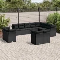 Set Divani da Giardino 12 pz con Cuscini Nero in Polyrattancod mxl 111551