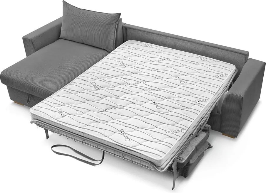 Divano angolare grigio allungabile (con composizione variabile) con rivestimento in velluto a coste Augustin – Bobochic Paris