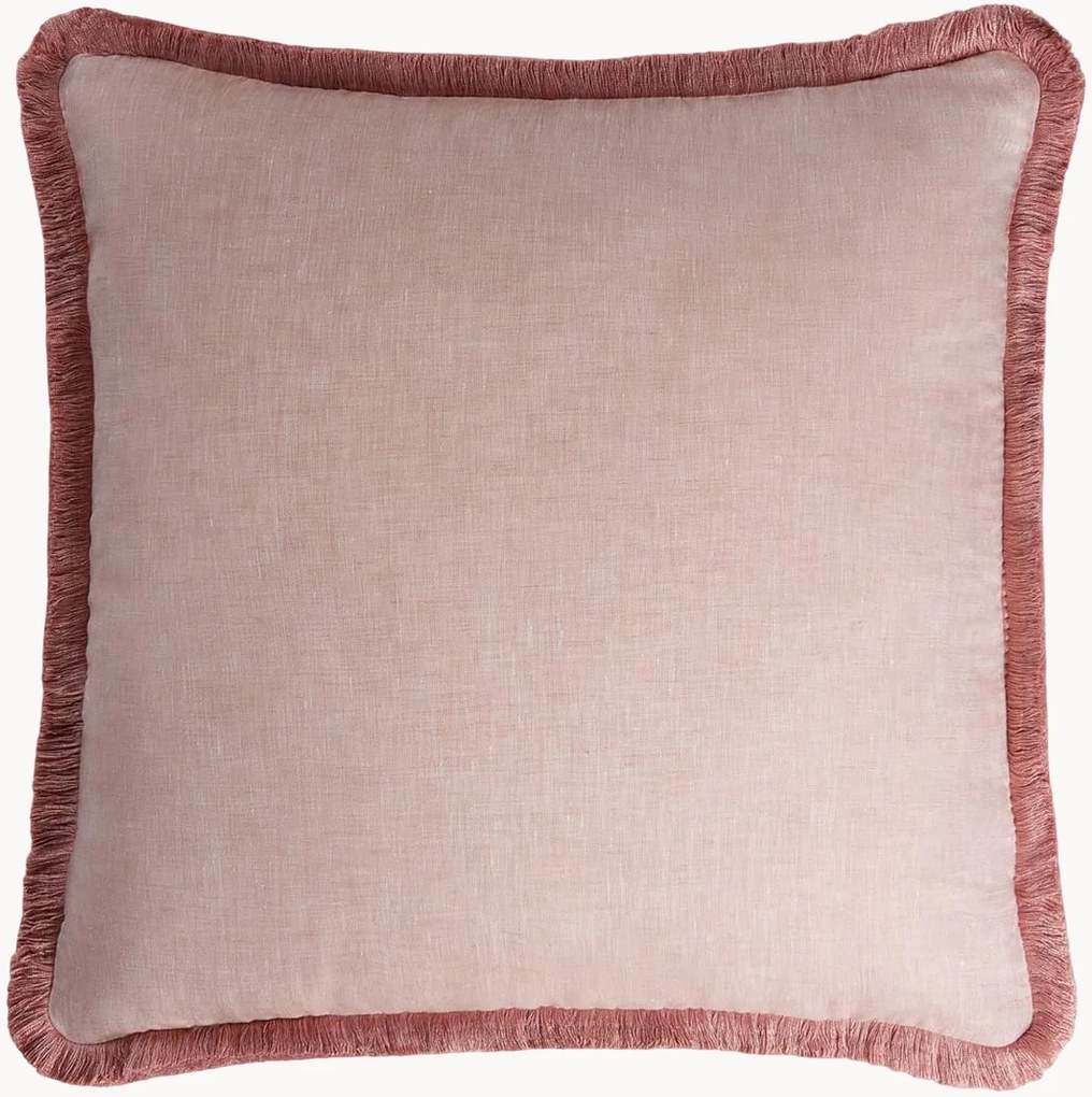 Cuscino in lino fatto a mano con frange Happy Pillow