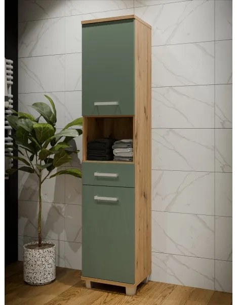 Mobile da bagno VENOM verde/rovere artisan