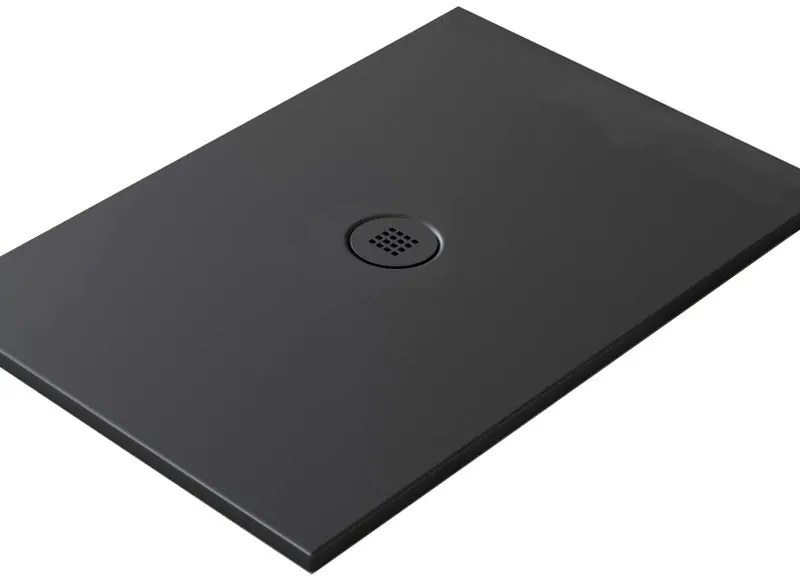 Piatto doccia in ceramica extra slim nero L 90 x L 70 cm opaco