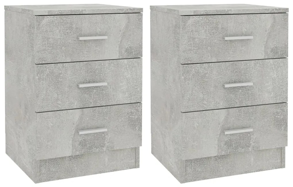 Comodini 2 pz grigio cemento 38x35x56 cm in truciolato