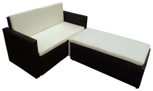 Set Divani da Giardino 2 pz con Cuscini in Polyrattan Marrone