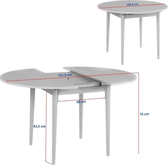 Tavolo Tondo Da Pranzo Allungabile 100-130 Cm Da Interno Viona Noce Scuro