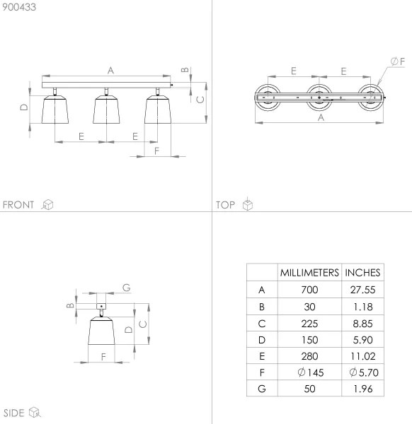 Eglo 900433 - Faretto COTORRO 3xE27/25W/230V