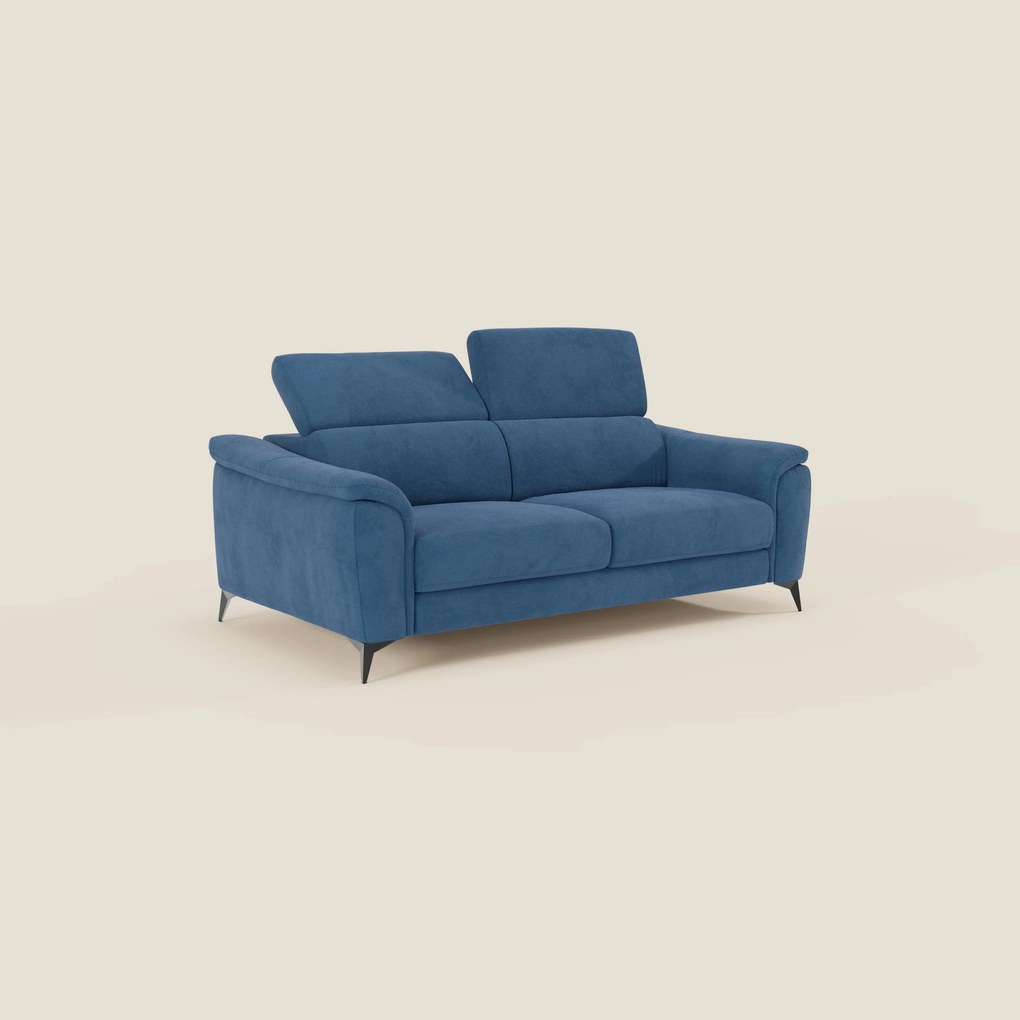 Arcos Divano 3 posti - piedini alti e poggiatesta reclinabili in microfibra impermeabile T11 blu