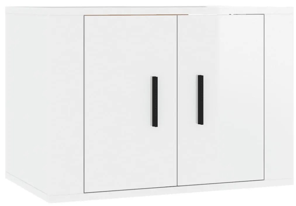 Set Mobili Porta TV 3 pz Bianco Lucido in Legno Multistrato