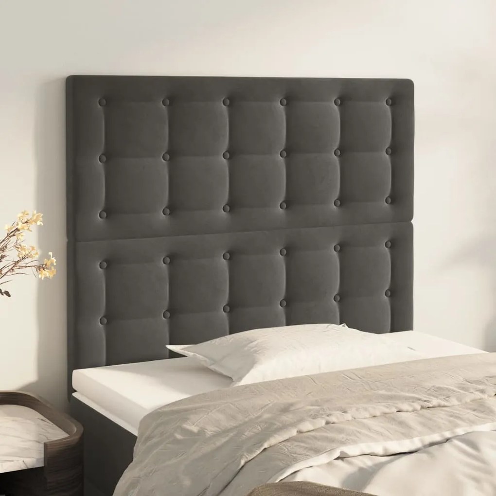 Testiere 2 Pz Grigio Scuro 100x5x78/88 Cm İn Velluto /