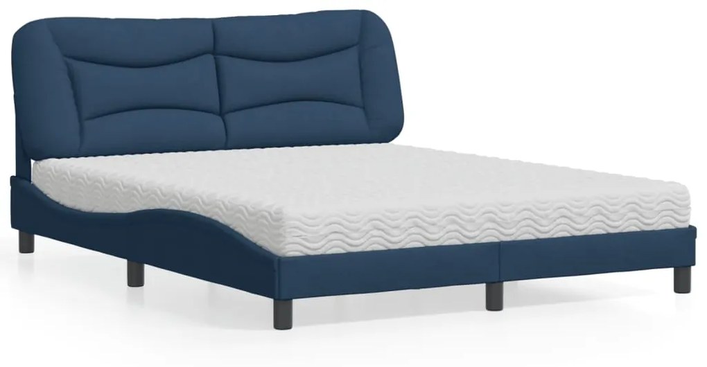 Letto Con Materasso Blu 160x200 Cm İn Tessuto /