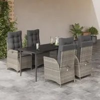 Set Pranzo da Giardino 5pz con Cuscini Grigio Chiaro Polyrattan 3213278