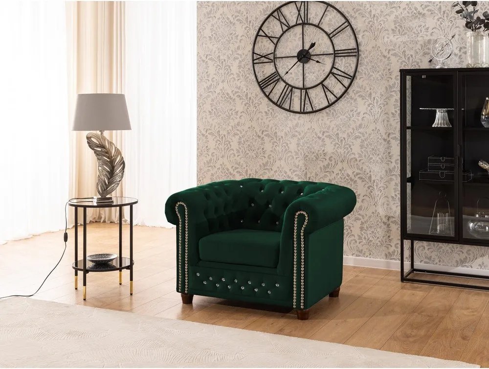 Poltrona chesterfield verde con rivestimento in velluto York Blik – Ropez