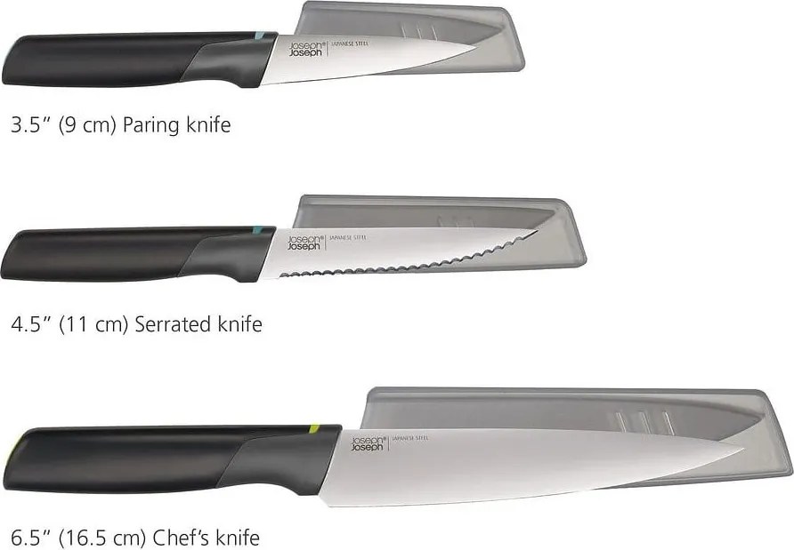 Set di coltelli in acciaio inox con coperchio 3 pezzi Elevate - Joseph Joseph