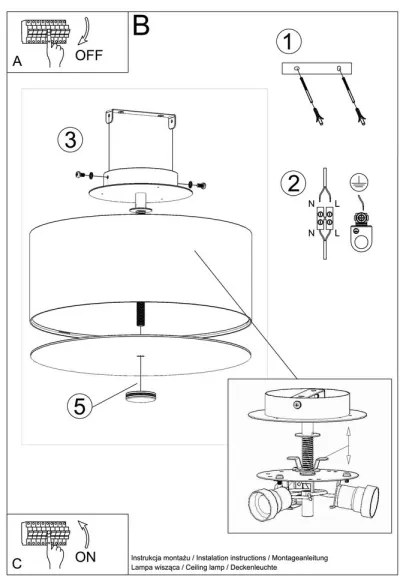 Sollux SL.0759 - Plafoniera SKALA 3xE27/60W/230V diametro 30 cm bianco