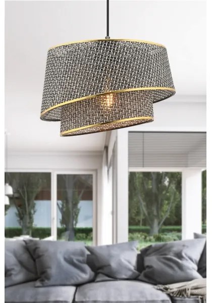 Lampada a sospensione su cavo BARETTE 1xE27/60W/230V grigio/oro