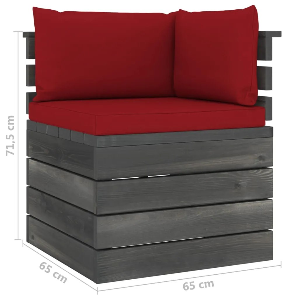 Set Divani da Giardino su Pallet 9 pz con Cuscini Massello Pino