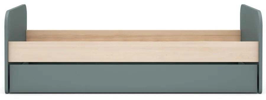 Letto da bambini estraibile verde polveroso con effetto pino con contenitore con rete inclusa 90x200 cm Esteban – Marckeric