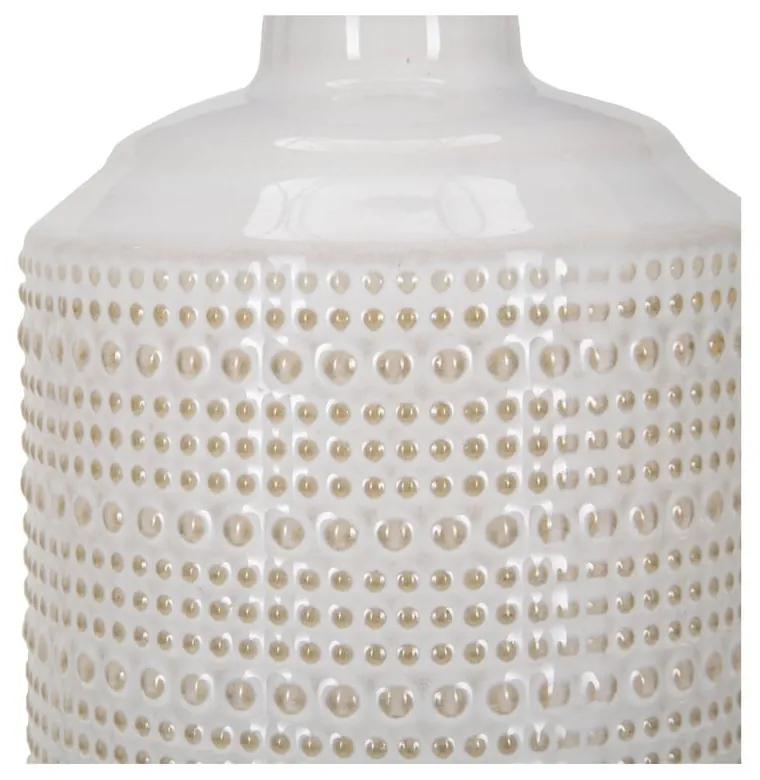 Lampada da tavolo in ceramica bianca con paralume in tessuto (altezza 47 cm) Point - Mauro Ferretti