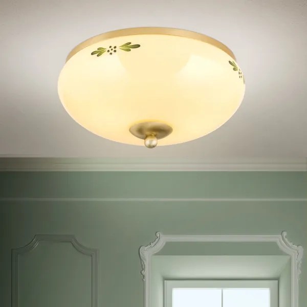 Orion DL 7-673 - Lampada da soffitto LANDHAUS 2xE27/60W/230V Ø 28 cm ottone/beige