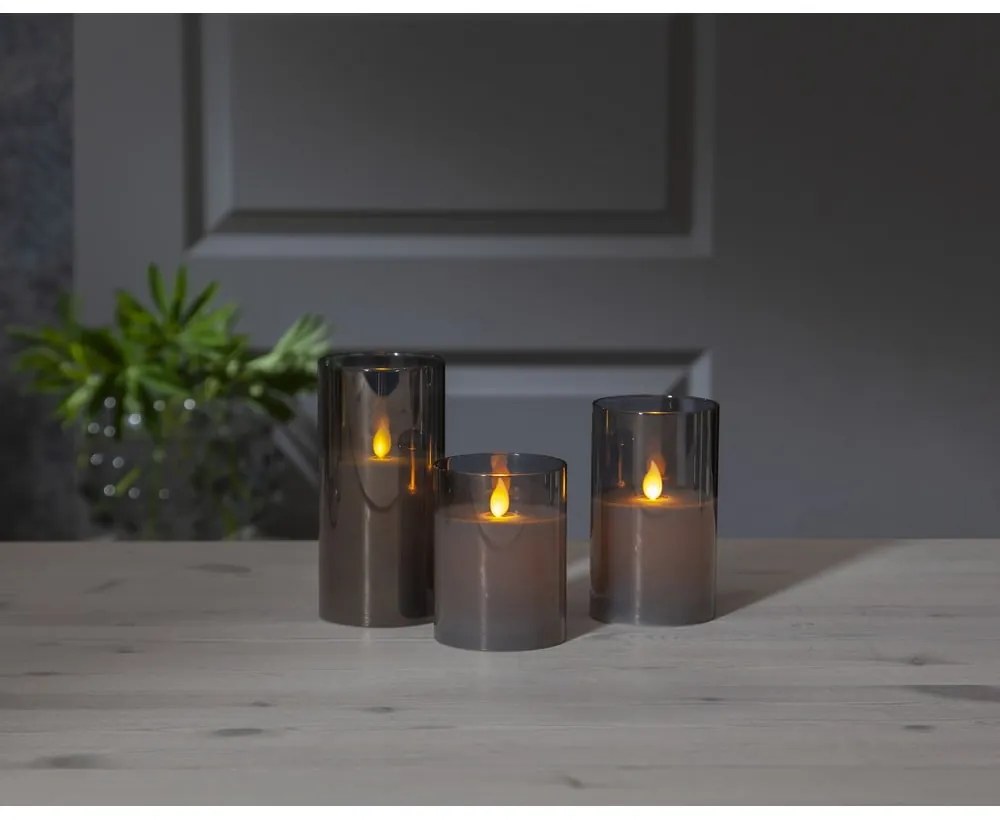 Candela di cera a LED grigia in vetro, altezza 12,5 cm M-Twinkle - Star Trading