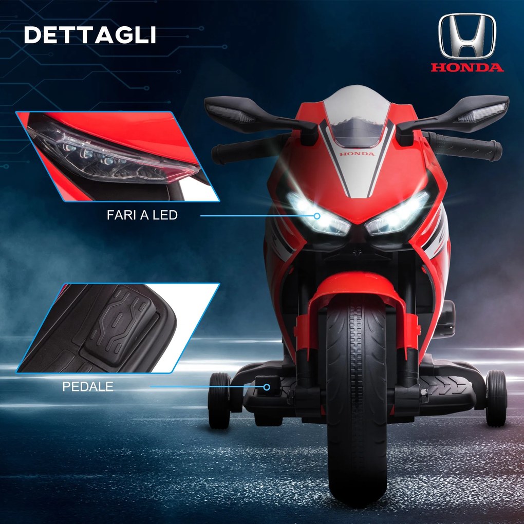 Moto Elettrica per Bambini con Licenza Honda CBR 1000RR 6V Velocità 3km/h Rosso...