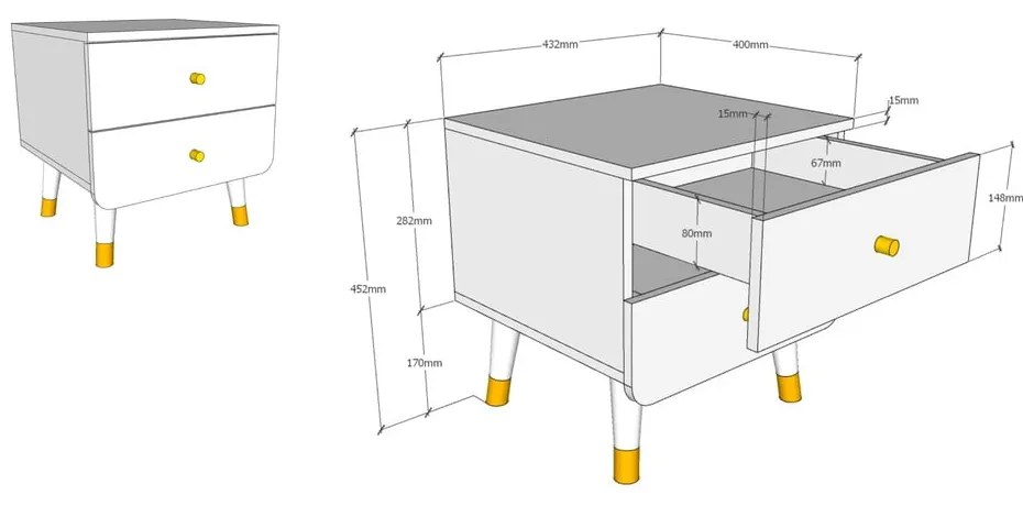 Comodino rosa per bambini in legno di pino Billy - Vipack