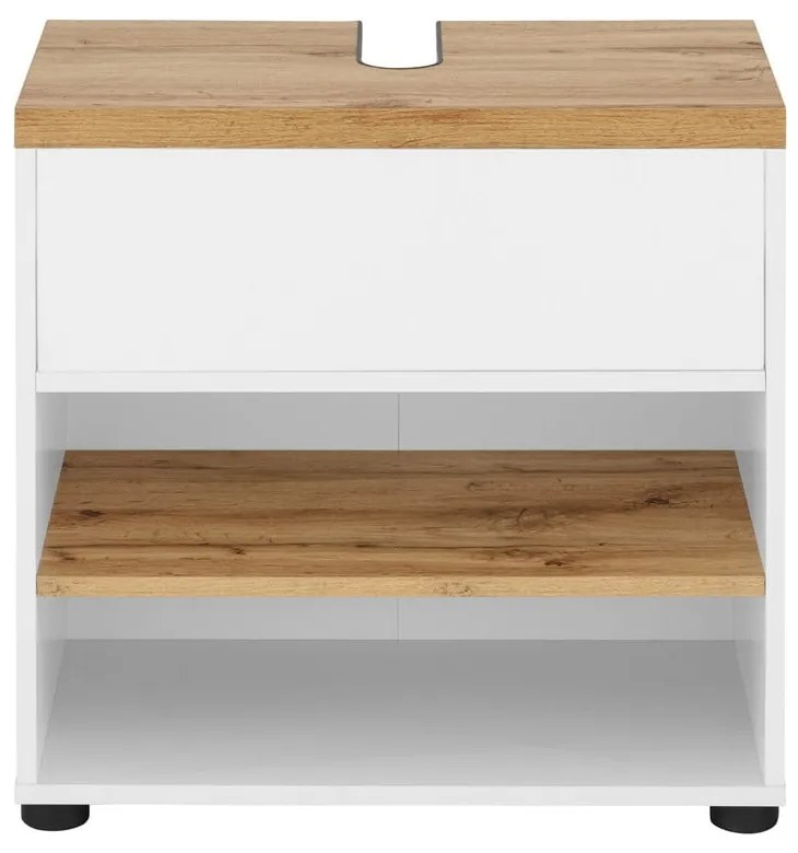 Mobile bianco effetto rovere per lavabo 60x57 cm Thessa - Støraa