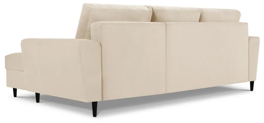 Divano angolare beige allungabile e con contenitore (con penisola a destra/con chaise lounge) con rivestimento in velluto a coste Kyoto – Cosmopolitan Design