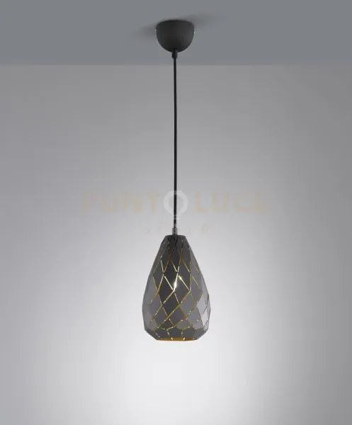 Onyx sospensione metallo nero interno oro taglio laser a rombo d.15...