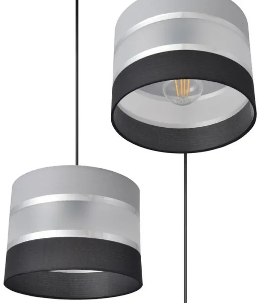 Lampadario a sospensione con filo HELEN 3xE27/15W/230V nero/grigio/argento