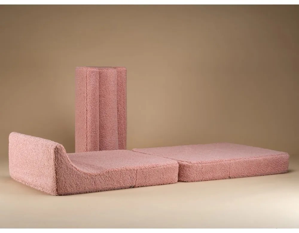 Poltrona per bambini rosa con rivestimento in bouclé Flipster – Wigiwama