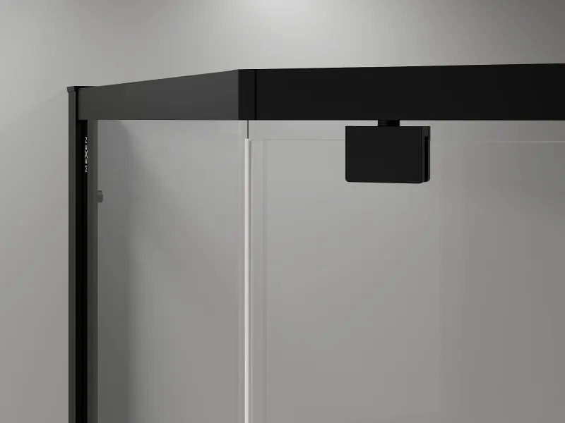 Mexen Exo-R cabina doccia pentagonale con porta battente 90 x 90 cm, trasparente, nera - 812-090-090-70-00