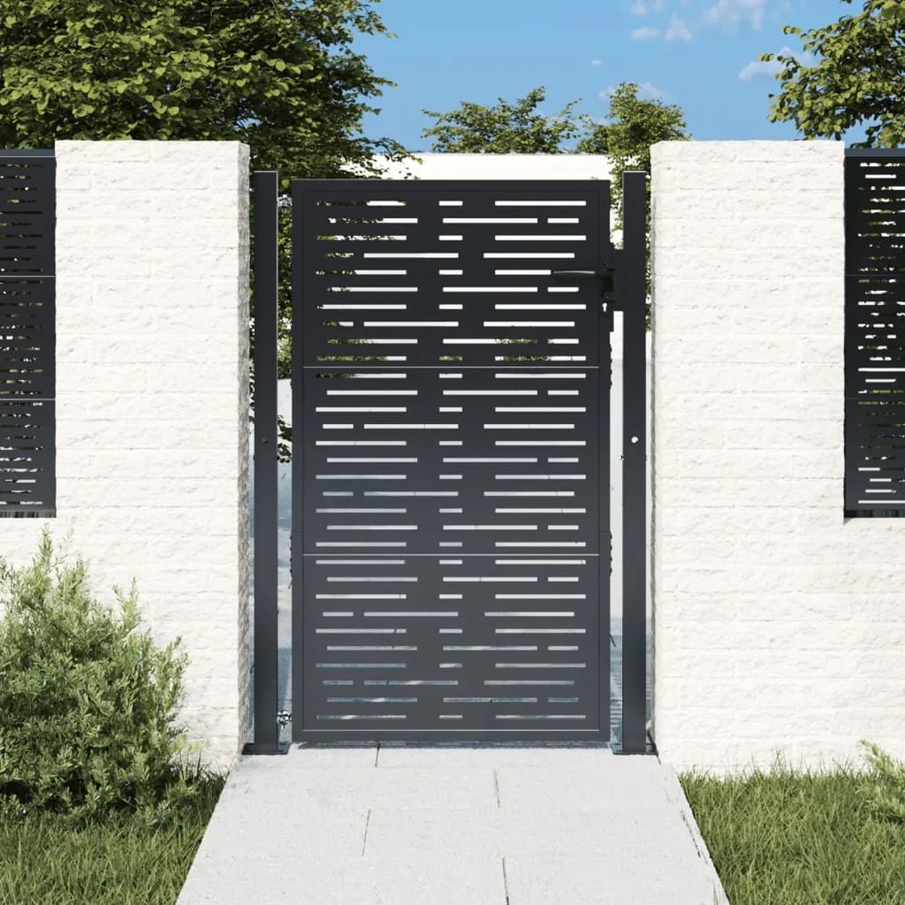 Cancello Giardino Antracite 105x155 Cm Acciaio Design Quadrato /