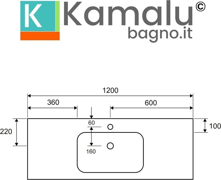 Composizione bagno sospesa con 2 mobili da 120cm | KAM-KK1202 - KAMALU