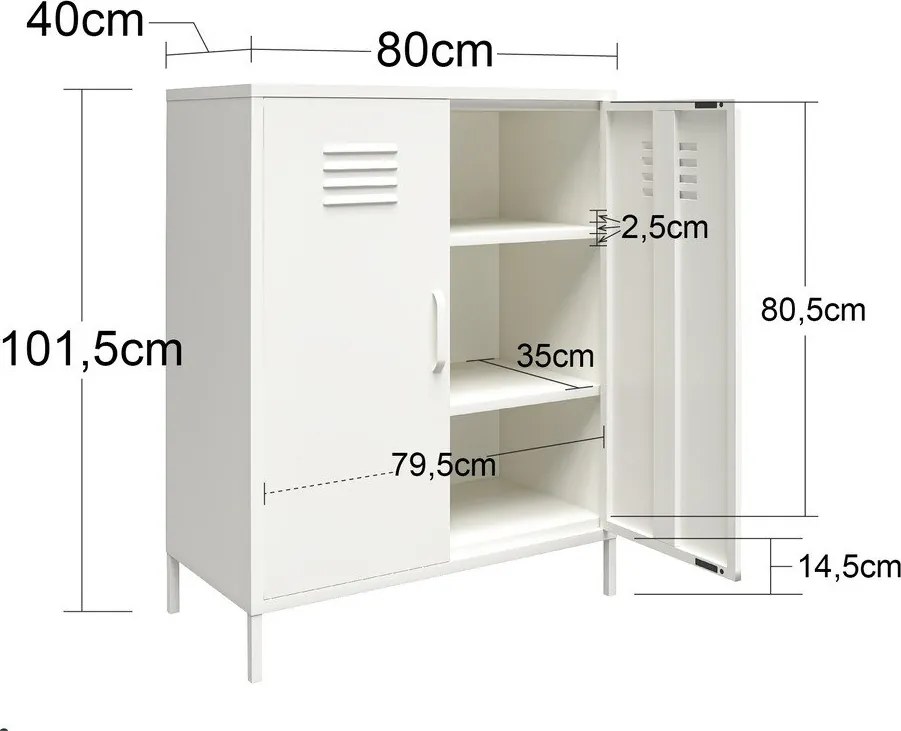 Mobile in metallo nero 40x102x80 cm Mission District - Støraa