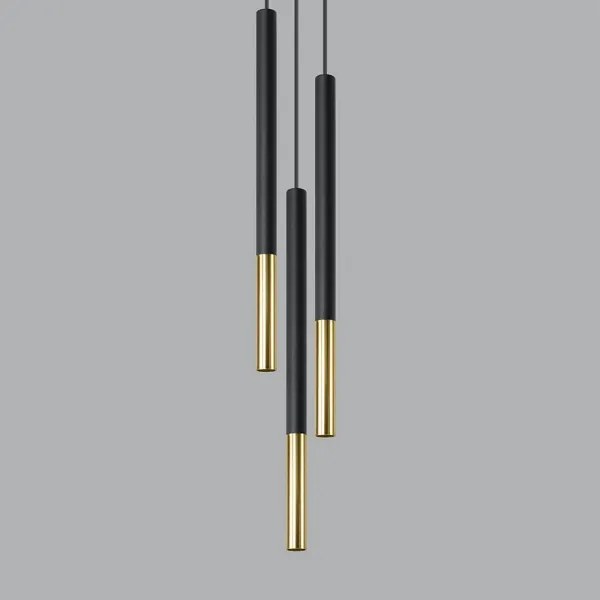 Lampadario su filo MOSAIC 3xG9/12W/230V nero/dorato