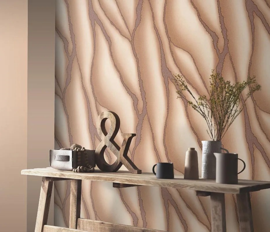Carta da parati grand Lava lava terracotta, 106 cm x 10 m